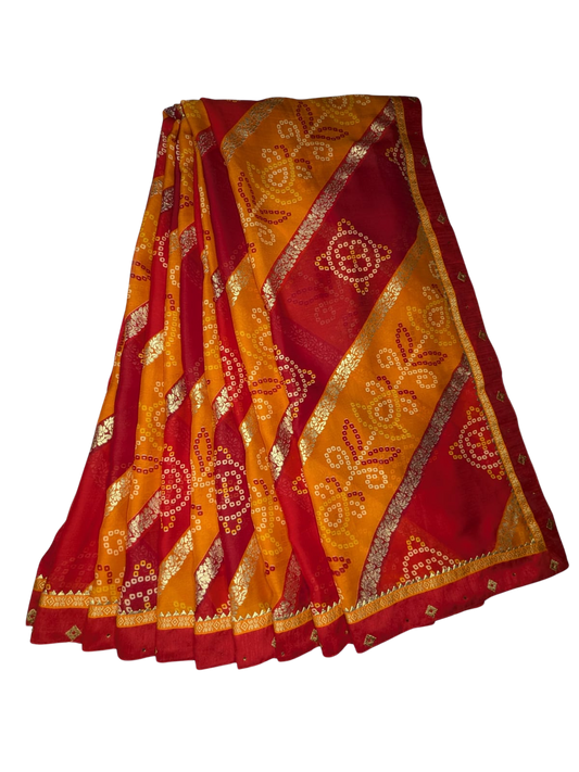Orange Red Saree